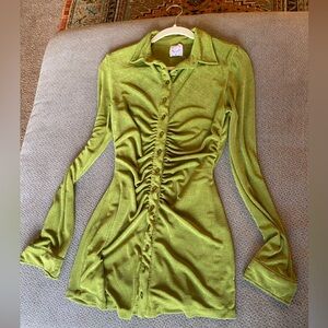 With Jean green long sleeve dress